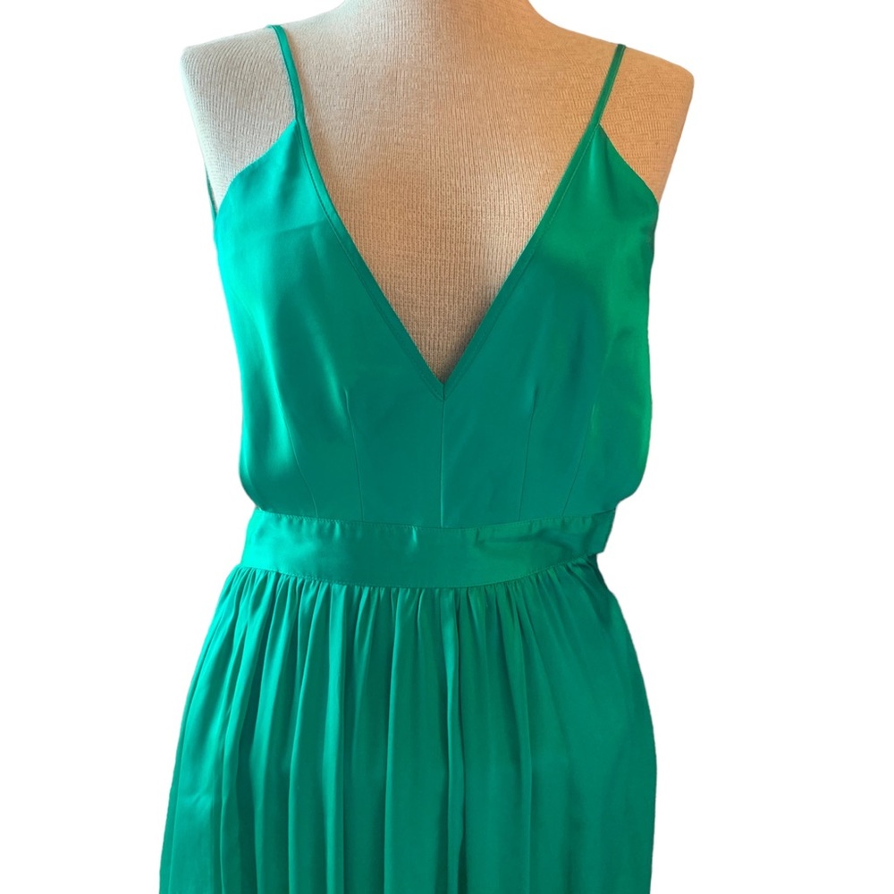 ONE by Contrarian Babs Bibb 100% Silk Maxi Dress in Emerald Green Sz 0 - Picture 7 of 9